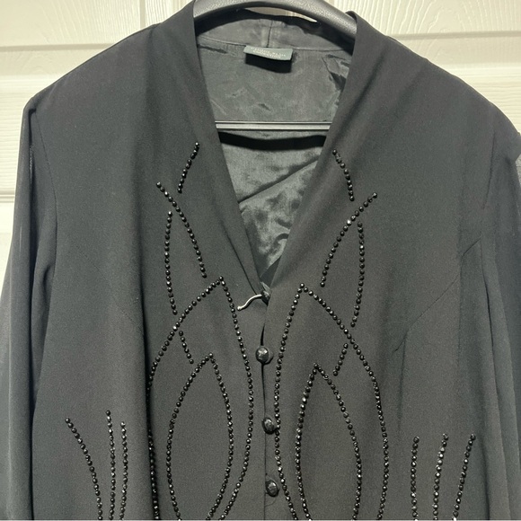 DressBarn Black Embelleshed, Buttonup Blazer & Dress Size 18W Shoulder Pads EUC - Picture 4 of 12